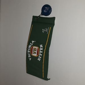 ONE VINTAGE BEER CAN BOTTLE COOLERS VICTORIA W/ BOTTLE OPENER